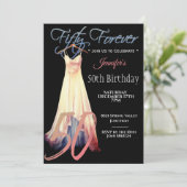 Moderne Cream Black Digital Art 50. Einladung (Stehend Vorderseite)