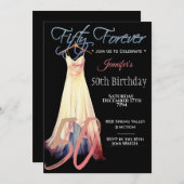 Moderne Cream Black Digital Art 50. Einladung (Vorne/Hinten)