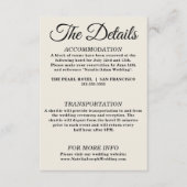 Moderne Cream Black Funky Retro Hochzeitdetails Begleitkarte (Vorderseite)