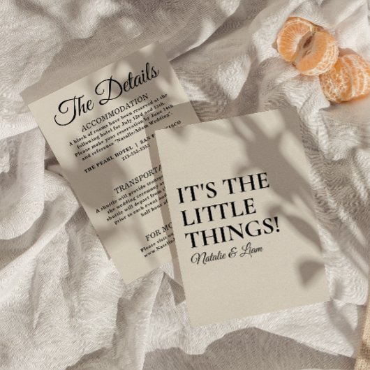 Moderne Cream Black Funky Retro Hochzeitdetails Begleitkarte