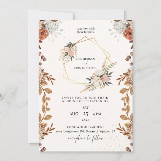 Moderne Cream Boho Script Hochzeit Einladung (Vorderseite)