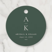 Moderne Cream Green Monogram Earth Tone Hochzeit Geschenkanhänger (Vorderseite)