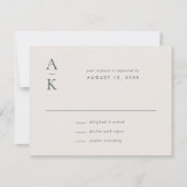 Moderne Cream Green Monogram Earth Tone Hochzeit RSVP Karte (Vorderseite)
