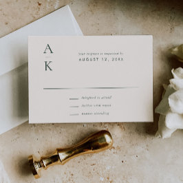 Moderne Cream Green Monogram Earth Tone Hochzeit RSVP Karte