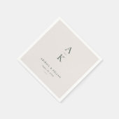 Moderne Cream Green Monogram Earth Tone Hochzeit Serviette (Ecke)