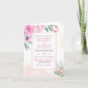Moderne Cream & Pink Trendy Blooms Klassische Hoch Einladung