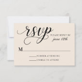 Moderne Cream- und Black Script-Hochzeit RSVP Karte (Vorderseite)