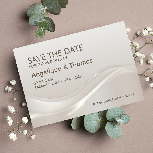 Moderne Cream Wedding rettet das Datum Save The Date