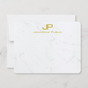 Moderne Creative Monogram Gold White Marble Trendy Mitteilungskarte