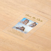 Moderne Creme 4 Foto 2 Hochzeit Acryleinladungen (Ablage )