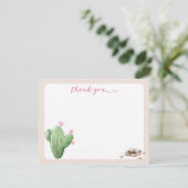 Moderne Creme Beige Kakteen Danke Karte (Stehend Vorderseite)
