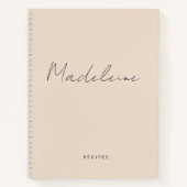 Moderne Creme Beige Kalligraphie Script Rezept Notizblock (Vorderseite)