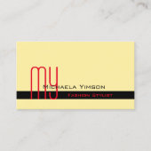 Moderne Creme Black mit Monogram und Foto Classic Visitenkarte (Vorderseite)