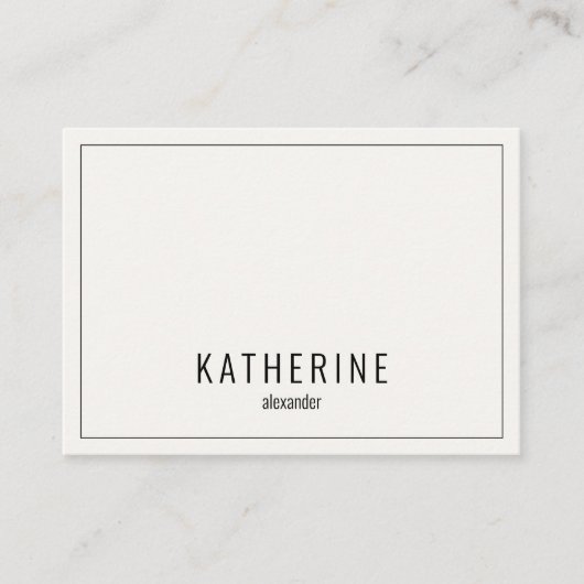 Moderne Creme & Black Simple Business Card Visitenkarte (Vorderseite)