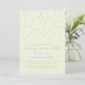 Moderne Creme & Blue Baby Sprinkle Einladung (Stehend Vorderseite)