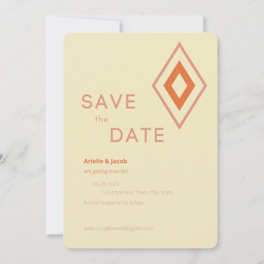 Moderne Creme, Blush & Burnt Orange Save The Date (Vorderseite)