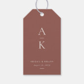 Moderne Creme Brown Monogram Earth Tone Wedding Geschenkanhänger (Vorderseite)