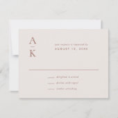 Moderne Creme Brown Monogram Earth Tone Wedding RSVP Karte (Vorderseite)