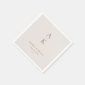 Moderne Creme Brown Monogram Earth Tone Wedding Serviette (Ecke)