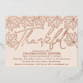 Moderne Creme Dankend Herbstleaves Erntedank Folieneinladung (Vorderseite)