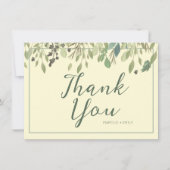 Moderne Creme & Eukalyptus Vielen Dank für Ihre Fl Dankeskarte (Vorderseite)