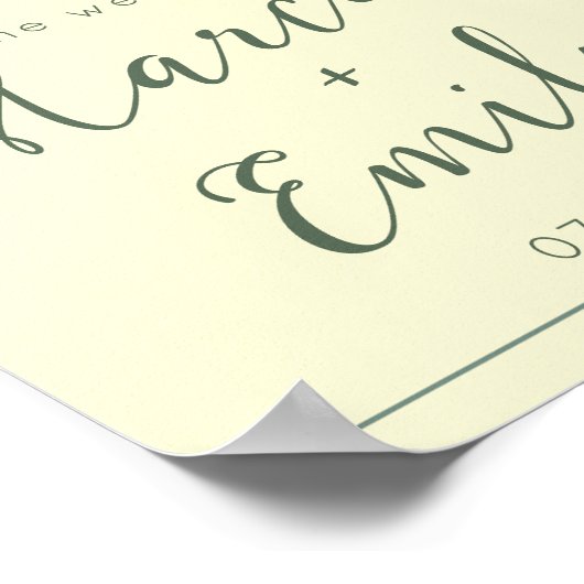 Moderne Creme & Eukalyptus Wedding Willkommen Poster (Ecke)
