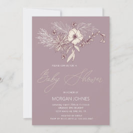 Moderne Creme Floral Baby Dusche Einladung