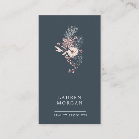 Moderne Creme Floral Business Card Visitenkarte (Vorderseite)