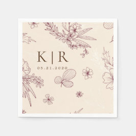 Moderne Creme Floral Wedding Serviette