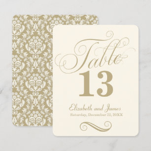 Moderne Creme-Gold-Schrift-Tischnummer für die Hoc Einladung