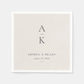Moderne Creme Gray Monogram Earth Tone Wedding Serviette (Vorderseite)