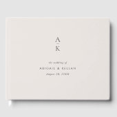 Moderne Creme Gray Monogram Mix Match Wedding Gästebuch (Vorderseite)
