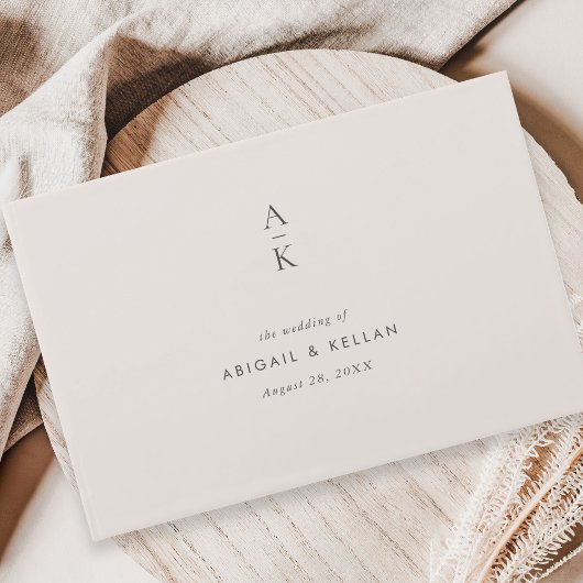 Moderne Creme Gray Monogram Mix Match Wedding Gästebuch