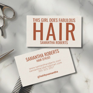 Moderne Creme-Haarstylist-Typografie  Visitenkarte