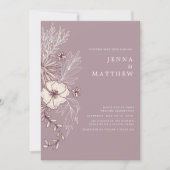 Moderne Creme Mauve Floral Wedding Einladung (Vorderseite)