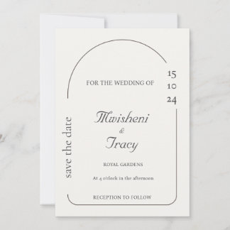 Moderne Creme Minimalistisch Wedding Einladung