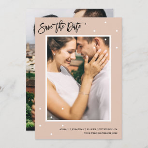 Moderne Creme mit Dots-Foto Save the Date