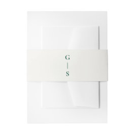 Moderne Creme mit Emerald Green Initials Wedding Einladungsbanderole