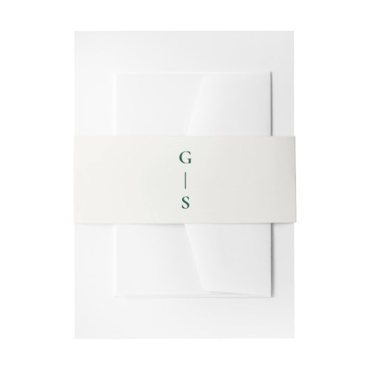 Moderne Creme mit Emerald Green Initials Wedding Einladungsbanderole (Vorderseite Beispiel)