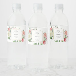 Moderne Creme Rose Blumenwasser Hochzeit Wasserflaschenetikett