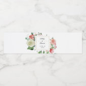 Moderne Creme Rose Blumenwasser Hochzeit Wasserflaschenetikett (Einzelnes Label)