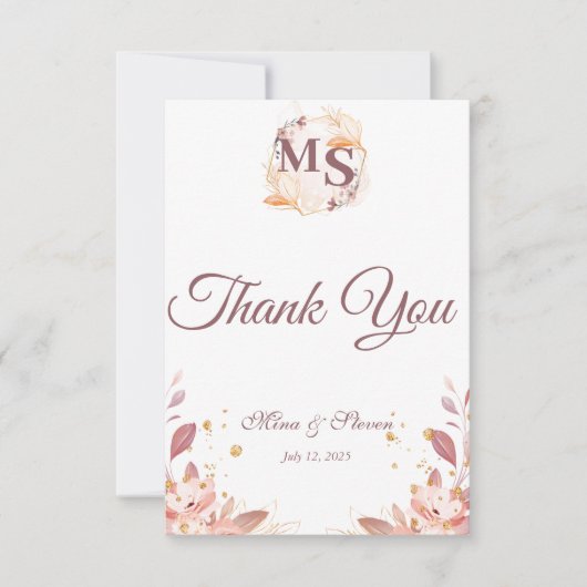 Moderne creme rustikale Broom Blume Danke Karte (Vorderseite)