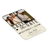 Moderne Creme Save the Date 2 Foto Hochzeit Magnet (Rechte Seite)