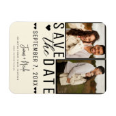 Moderne Creme Save the Date 2 Foto Hochzeit Magnet (Horizontal)