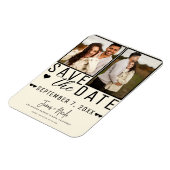 Moderne Creme Save the Date 2 Foto Hochzeit Magnet (Linke Seite)