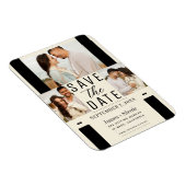 Moderne Creme Save the Date 3 Foto Hochzeit Magnet (Rechte Seite)