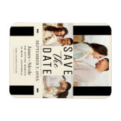 Moderne Creme Save the Date 3 Foto Hochzeit Magnet (Horizontal)