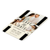 Moderne Creme Save the Date 3 Foto Hochzeit Magnet (Linke Seite)