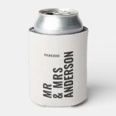 Moderne creme schwarz minimale kühn einfache Hochz Dosenkühler (Kanne Vorderseite)