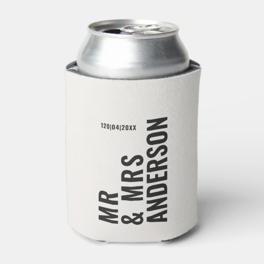 Moderne creme schwarz minimale kühn einfache Hochz Dosenkühler (Kanne Vorderseite)